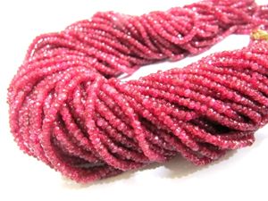 Cuentas facetadas de rubí natural rojo espinal de 2-3 mm, hebra de 8 pulgadas, cuentas preciosas - Product Image 1