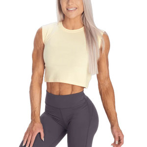 Women Yoga Activewear <b>Crop</b> Top <b>T</b>-<b>Shirt</b> Sleeveless Workout Wear Sports <b>T</b>-<b>Shirt</b> Quick Dry Solid Color Boxy <b>Fit</b> <b>T</b>-<b>Shirt</b> - Product Image 1