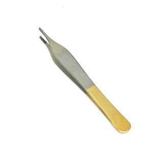 ชุดคีมตัดและคีมจับกระดาษทิชชู Adson 2 ชิ้น ขนาด 4.75 นิ้ว แบบใช้มือ พร้อมหัวทังสเตนคาร์ไบด์ ด้ามจับสีทอง - Product Image 3