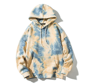 <b>Tie</b> <b>Dye</b> Hooded <b>Sweatshirt</b> Men Oversized Cotton French Terry Casual Autumn Pullover With Pocket Regular Sleeve - Product Image 4
