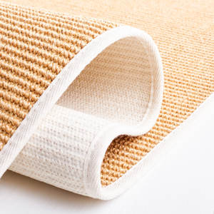 Tapis de couleur unie en sisal et jute Ensemble de tapis en fibre naturelle et blanche - Product Image 5