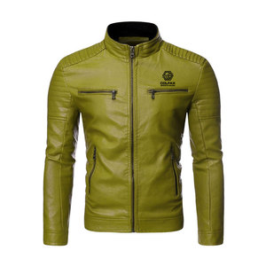 2026 New Fashion <b>Men's</b> Leather <b>Jacket</b> with Front Logo Standing Collar Breathable & Eco-Friendly Winter <b>Jacket</b> Low MOQ - Product Image 1