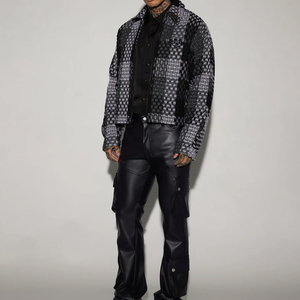 Pantalon en cuir pour homme, haute qualité, léger, respirant, imperméable, taille élastique, décontracté, taille haute, logo personnalisé, jambe gauche, hiver - Product Image 3