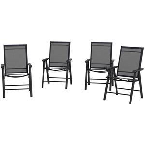 Lot de 4 chaises pliantes noires empilables pour terrasse, salle à manger, sièges polyvalents - Product Image 1