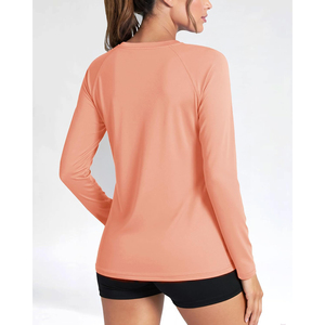 Unisex Full Sleeve <b>Peach</b> Rash Guard Quick Dry UPF50+ Eco-Friendly Polyester Swim <b>Top</b> with Front Logo for Adults - Product Image 2