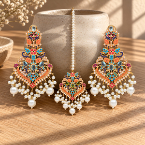 Pendientes de Perlas Esmaltadas Multicolor al por Mayor, Set de Maang Tikka, Fabricante Personalizado - Product Image 1