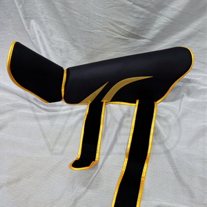 Protège-tibias en cuir PU noir et or avec fermeture auto-agrippante pour le football, légers, protection professionnelle pour adultes, sport - Product Image 4
