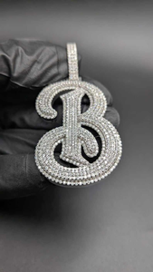 Collar con colgante de letra inicial S en plata con moissanita, estilo hip hop, con incrustaciones de diamantes, joyería de lujo, regalo para hombre - Product Image 2