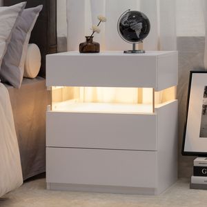 <b>LED</b> 3-Drawer Dresser with Acrylic Board Nightstands for Bedroom and Living Room <b>Bedside</b> <b>Table</b> and Furniture - Product Image 1