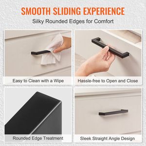 Juego de 30 tiradores y pomos cuadrados delgados de acero inoxidable de 6.3 pulgadas/160 mm para gabinetes y muebles - Product Image 6