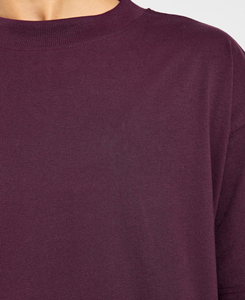 Camiseta Corta Morada Oversize para Mujer, Cuello Redondo, Manga Corta, Color Sólido, Ajuste Holgado, Tejido de Algodón Jersey, Transpirable, para Todas las Estaciones - Product Image 5