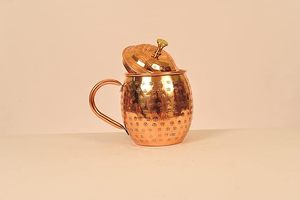 Luxury Solid Copper <b>Mug</b> with Lid Stylish Drinking Cup for Kitchen and Dining From Indian Supplier - Product Image 2