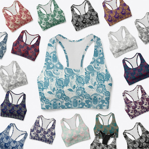 Yoga Fitness Custom Printed Brand Design Sports <b>Bra</b> Racerback Breathable <b>Stretch</b> Gym Workout Activewear Support Sports <b>Bra</b> OEM - Product Image 1