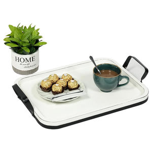 Bandeja de madera blanca de gran venta, bandeja Rectangular de madera maciza para servir y decorar con asas de Metal para bares, restaurantes y uso doméstico - Product Image 6