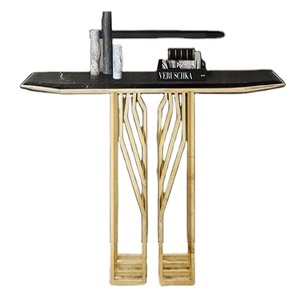 Table élégante en métal avec plateau en marbre pour la maison hôtels salon Table d'appoint décor or et noir Tables de couleur meubles latéraux modernes - Product Image 1