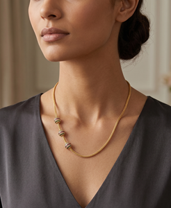 DIVYORO Women's 22k Gold Plated Classic TRI-BALL AD <b>Necklace</b> <b>Chain</b> - Product Image 3