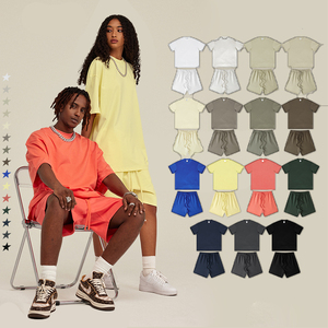 Hot Sale Acid Wash New Arrival <b>Men</b> <b>Summer</b> Short Sleeve T Shirts And Shorts Twin Set Contrast Color <b>Men</b> Twin Sets For Adults Oem - Product Image 2