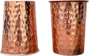 Verre à boire en cuivre pur de marque privée, design traditionnel indien fait main, gobelet ayurvédique bien-être - Product Image 3