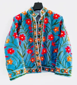 Handmade Reversible Suzani <b>Velvet</b> Embroidered Jacket <b>Women</b> | Boho Indian Ethnic Winter <b>Coat</b> Wholesale - Product Image 1