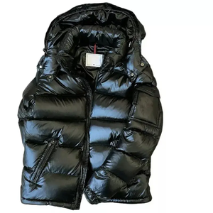 Veste matelassée à capuche noire pour homme, hiver, décontractée, fermeture éclair sur le devant, coupe-vent, épaisse, en polyester, coupe classique - Product Image 6
