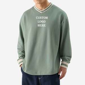 Camisetas Extra Grandes de Alta Calidad para Hombre, 100% Algodón, Logotipo Personalizado, Manga Larga, Color Sólido, Impresión por Sublimación Personalizada, Transpirables - Product Image 1