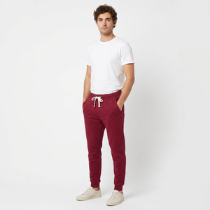 Pantalones Deportivos Transpirables Color Granate para Hombre, Cintura Elástica con Cordón, Joggers Casuales, 100% Algodón Tejido, Peso Medio, para Otoño, Cómodos - Product Image 2