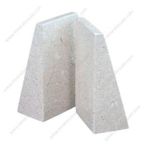 Serre-livres en marbre décoratifs pour livres lourds, vente en gros, décoration moderne pour la maison, pierre naturelle, marbre blanc crème, design gravé - Product Image 5