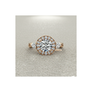 แหวนหมั้นทรงลูกแพร์ประดับเพชรรอบด้าน ชุบทองคำสีกุหลาบ ดีไซน์มินิมอลที่ได้รับการรับรอง - Product Image 1