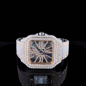 Reloj de Lujo Mecánico con Esfera Cuadrada, Reloj Planetario con Diamantes Moissanite VVS, Correa de Acero Inoxidable, Analógico para Hombre, para Negocios y Fiestas - Product Image 1