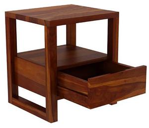 Sheesham Wood <b>Bedside</b> Table with 1 Drawer and Shelf <b>Storage</b> | Wooden Multipurpose Nightstand End Table Furniture for Living Room - Product Image 2