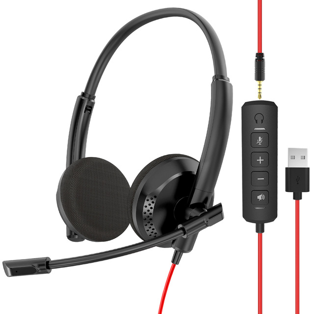 NUBWO HW03 Wired Over-Ear Office Headset with Microphone for PC, Laptop, Call Center – USB/3.5mm/Type-C Audio Controller