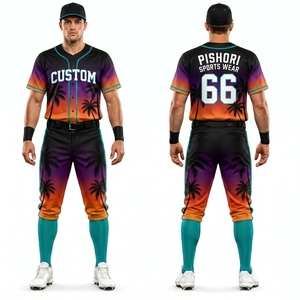 ชุดเสื้อเบสบอลและกางเกงสำหรับผู้ชายสีเขียวมะกอก โพลีเอสเตอร์ 100% แบบซับลิเมชั่น พร้อมออกแบบลายทีมและหมายเลขส่วนตัว - Product Image 4