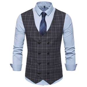 Chaleco de Traje Formal Personalizado para Hombre, Cuello en V, Corte Entallado, Botón Único, Tela de Lana Peinada, Impermeable, para Invierno - Product Image 4
