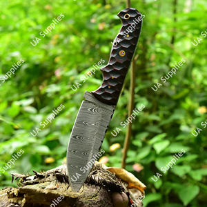 Cuchillo de Caza EDC de Hoja Fija de Acero de Damasco de Alto Rendimiento, Soporte OEM/ODM, Cuchillo para Camping y Pesca con Funda de Cuero DIY - Product Image 4