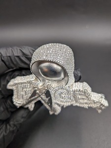 Colgante de Esqueleto con Cristales de Estrás, Microincrustaciones de Moissanita, Plata 925, Estilo Punk, Unisex - Product Image 3