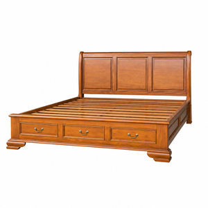 Elegant Teak Wood Traditional Bulk Supply Windsor Classic Teak <b>Bed</b> with 3 Storage Drawers for <b>Space</b>-<b>Saving</b> Bedroom Furniture B2B - Product Image 1