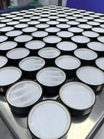 Filter HEPA H13 H14 ukuran bulat dengan porositas 0,3 mikron dan laju aliran 300 CFM untuk pemurnian udara