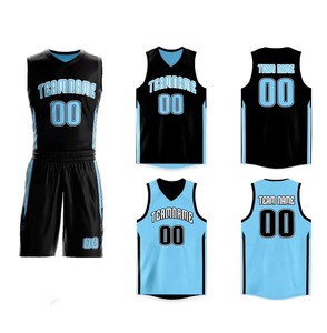 Ensemble d'uniformes de basketball personnalisés avec logo par sublimation – Maillot et short de basketball universitaires noir et blanc avec design de logo d'équipe personnalisé - Product Image 1