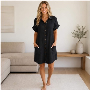 Robe midi vintage en mousseline 100 % coton imprimé floral, anti-plis, col à capuche, sans manches, coupe trapèze ample, décontractée, été/printemps - Product Image 3