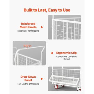 Carrello Piattaforma Pieghevole 6-in-1 con Gabbia, Capacità 900 kg, Ruote Girevoli, Carrello da Trasporto Pesante 6-in-1 - Product Image 6