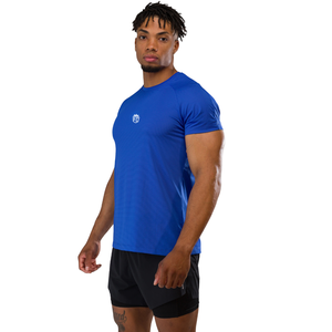 เสื้อยืดแขนสั้นสีน้ำเงินสำหรับผู้ชาย เนื้อผ้าคอตตอนพรีเมียม สวมใส่สบาย เหมาะสำหรับใส่ลำลอง ออกกำลังกาย หรือเล่นกีฬา ขายส่งจำนวนมาก แฟชั่นทันสมัย - Product Image 2