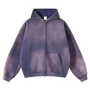 Sweat à capuche zippé pour homme, effet délavé et décoloré, 100% coton doux, séchage rapide, confortable. - Product Image 6