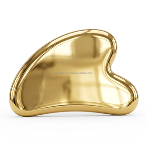 Outil facial Gua Sha de luxe en laiton massif, planche ergonomique en métal doré pour sculpter le visage, masseur de drainage lymphatique, vente en gros - Product Image 6