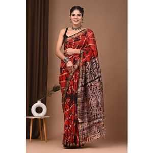 Sari en soie ethnique MAHESWARI avec long châle, style ethnique traditionnel - Product Image 1