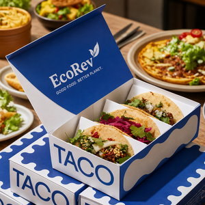Custom Logo Biodegradable Eco-Friendly Disposable Kraft Paper Boxes for Restaurant Takeout Food Packaging and Taco Box Takeaway - Product Image 1