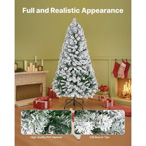 Albero di Natale innevato preilluminato da 120 cm con 120 luci LED bianco caldo, decorazioni natalizie complete, forniture promozionali per feste - Product Image 3