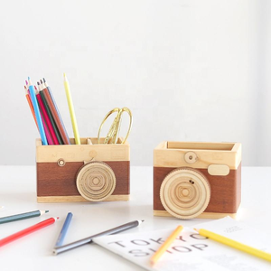 Vintage <b>Camera</b> Desk Wooden Pencil <b>Pen</b> Holder Organizer Accessories for Office Home Decoration - Product Image 2