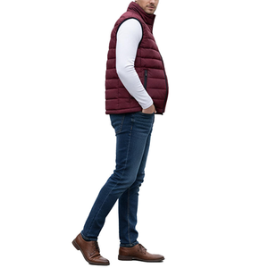 Gilet matelassé sans manches pour homme, léger et chaud, avec fermeture éclair, pour l'hiver, décontracté, pour l'extérieur, rembourré, couleur bordeaux - Product Image 5