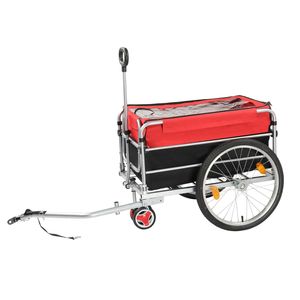 Rimorchio per Bicicletta in Acciaio Q235 96*75*58cm Nero e Rosso, Capacità 100kg, con Maniglia - Product Image 2