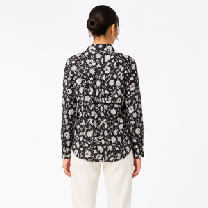 Hand Block Printed Casual Women's Floral Print Shirt Soft Cotton Fabric Button Down Collar Breathable Summer Red <b>White</b> Sale - Product Image 2